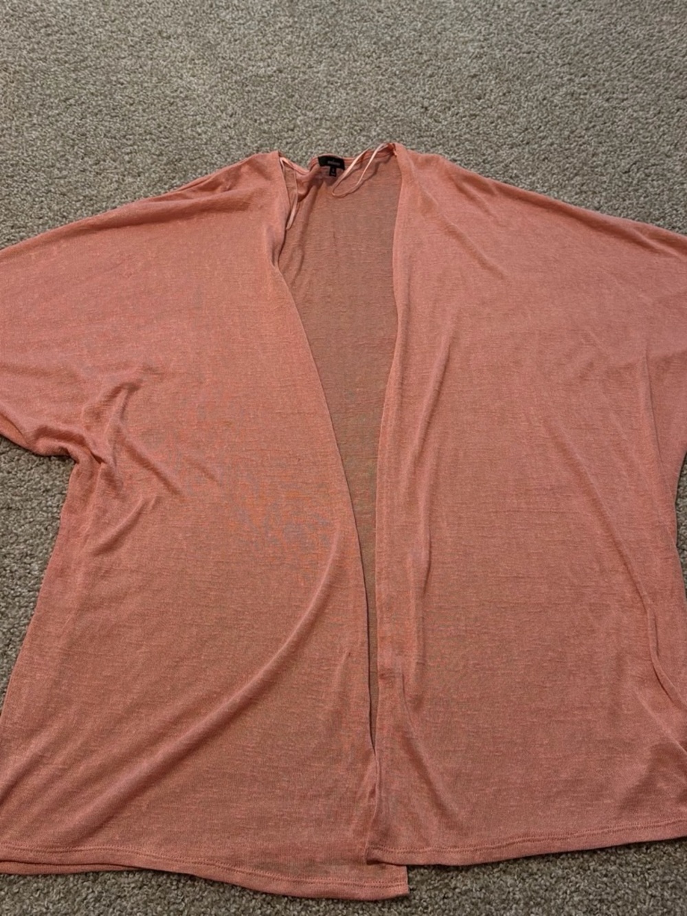 Ambiance Lightweight Coral Open-Front Cardigan